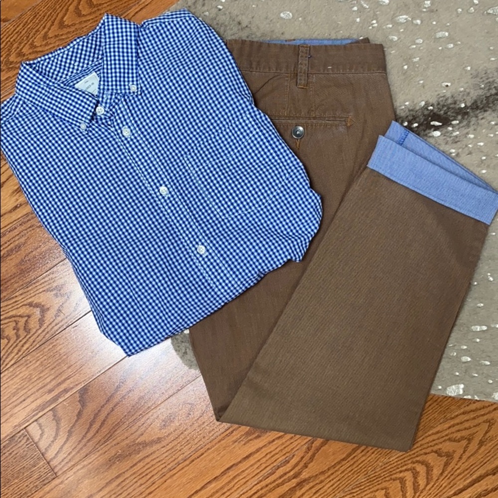 Gap Lived-in Blue Checkered Button-down Shirt